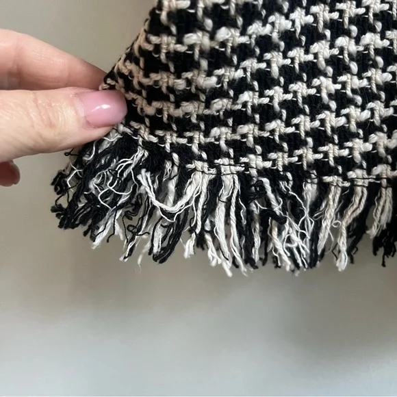 ZARA MIDI TWEED HERRINGBONE PINAFORE JUMPER DRESS BLACK WHITE BUTTONS MEDIUM - Picture 5 of 15